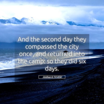 Picture 05 - Joshua 6:14 ASV - And the second day they compassed the city once, - Bible Verse Picture
