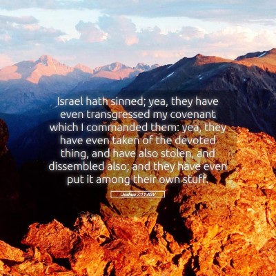 Picture 05 - Joshua 7:11 ASV - Israel hath sinned; yea, they have even - Bible Verse Picture