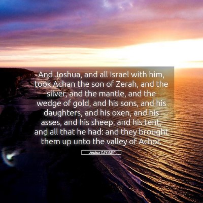 Picture 05 - Joshua 7:24 ASV - And Joshua, and all Israel with him, took Achan - Bible Verse Picture