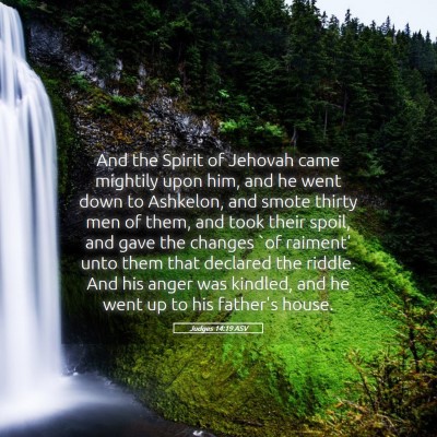 Picture 05 - Judges 14:19 ASV - And the Spirit of Jehovah came mightily upon him, - Bible Verse Picture