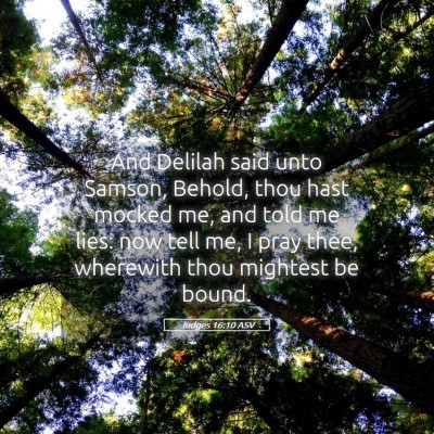 Picture 05 - Judges 16:10 ASV - And Delilah said unto Samson, Behold, thou hast - Bible Verse Picture