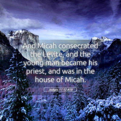 Picture 05 - Judges 17:12 ASV - And Micah consecrated the Levite, and the young - Bible Verse Picture