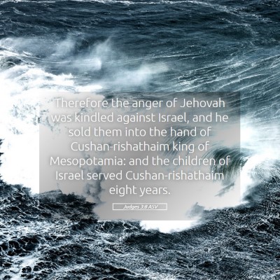Picture 05 - Judges 3:8 ASV - Therefore the anger of Jehovah was kindled - Bible Verse Picture