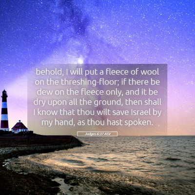 Picture 05 - Judges 6:37 ASV - behold, I will put a fleece of wool on the - Bible Verse Picture