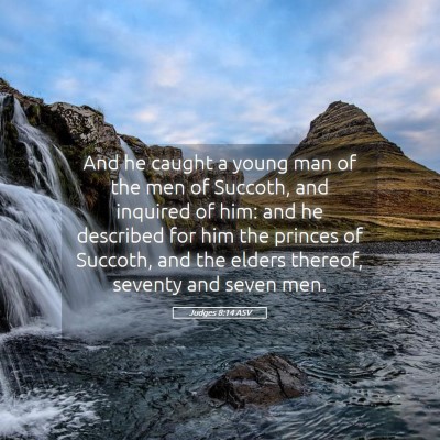 Picture 05 - Judges 8:14 ASV - And he caught a young man of the men of Succoth, - Bible Verse Picture