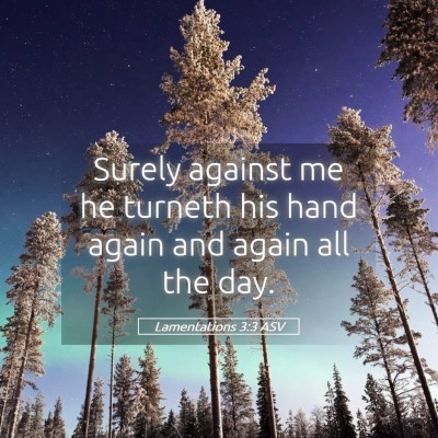 Picture 05 - Lamentations 3:3 ASV - Surely against me he turneth his hand again and - Bible Verse Picture