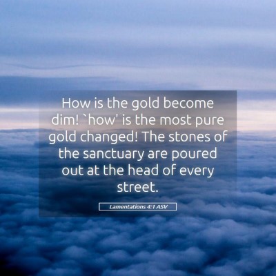 Picture 05 - Lamentations 4:1 ASV - How is the gold become dim! `how' is the most - Bible Verse Picture