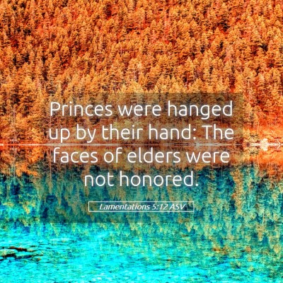 Picture 05 - Lamentations 5:12 ASV - Princes were hanged up by their hand: The faces - Bible Verse Picture