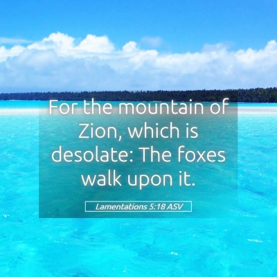 Picture 05 - Lamentations 5:18 ASV - For the mountain of Zion, which is desolate: The - Bible Verse Picture
