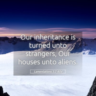 Picture 05 - Lamentations 5:2 ASV - Our inheritance is turned unto strangers, Our - Bible Verse Picture