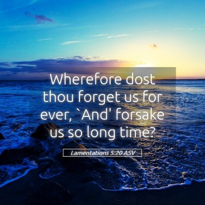 Picture 05 - Lamentations 5:20 ASV - Wherefore dost thou forget us for ever, `And' - Bible Verse Picture