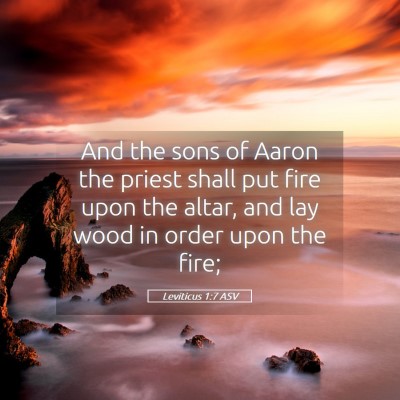Picture 05 - Leviticus 1:7 ASV - And the sons of Aaron the priest shall put fire - Bible Verse Picture