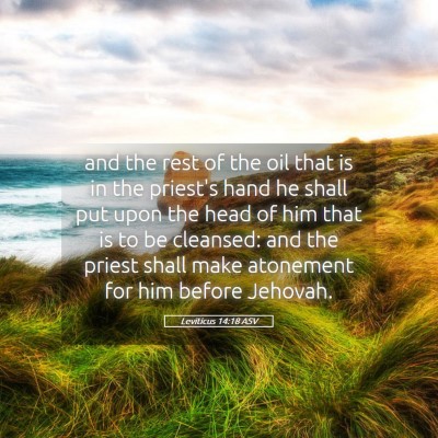 Picture 05 - Leviticus 14:18 ASV - and the rest of the oil that is in the priest's - Bible Verse Picture