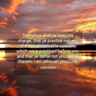 Picture 05 - Leviticus 18:30 ASV - Therefore shall ye keep my charge, that ye - Bible Verse Picture