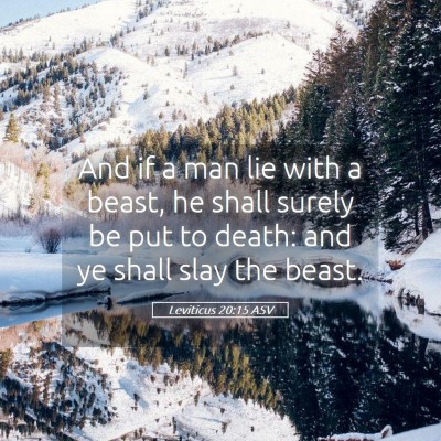 Picture 05 - Leviticus 20:15 ASV - And if a man lie with a beast, he shall surely be - Bible Verse Picture