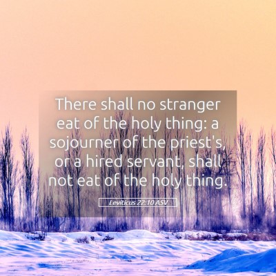 Picture 05 - Leviticus 22:10 ASV - There shall no stranger eat of the holy thing: a - Bible Verse Picture