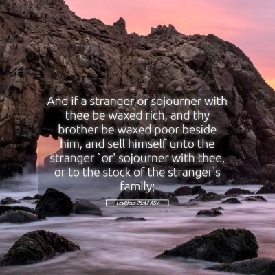 Picture 05 - Leviticus 25:47 ASV - And if a stranger or sojourner with thee be waxed - Bible Verse Picture