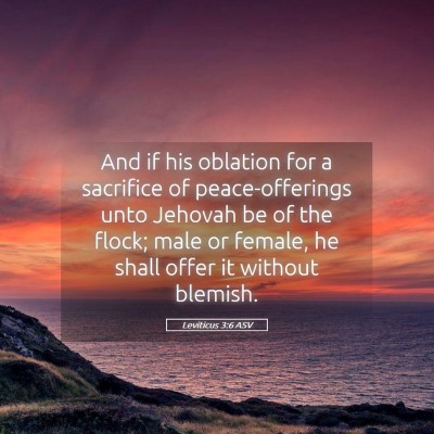 Picture 05 - Leviticus 3:6 ASV - And if his oblation for a sacrifice of - Bible Verse Picture