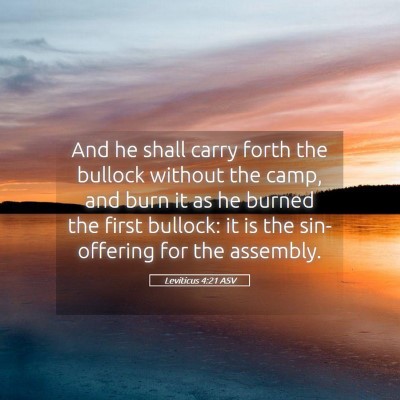 Picture 05 - Leviticus 4:21 ASV - And he shall carry forth the bullock without the - Bible Verse Picture