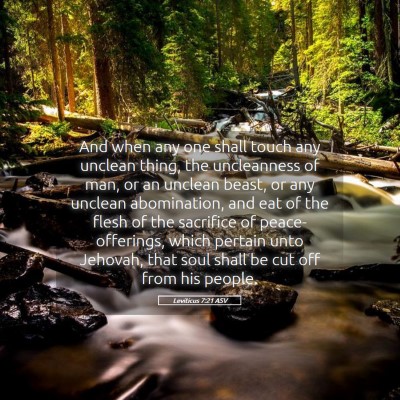 Picture 05 - Leviticus 7:21 ASV - And when any one shall touch any unclean thing, - Bible Verse Picture