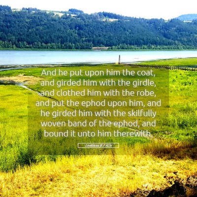 Picture 05 - Leviticus 8:7 ASV - And he put upon him the coat, and girded him with - Bible Verse Picture