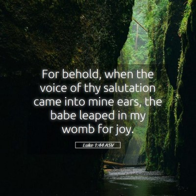 Picture 05 - Luke 1:44 ASV - For behold, when the voice of thy salutation came - Bible Verse Picture