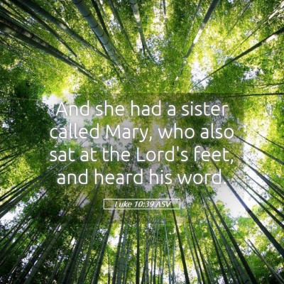 Picture 05 - Luke 10:39 ASV - And she had a sister called Mary, who also sat at - Bible Verse Picture