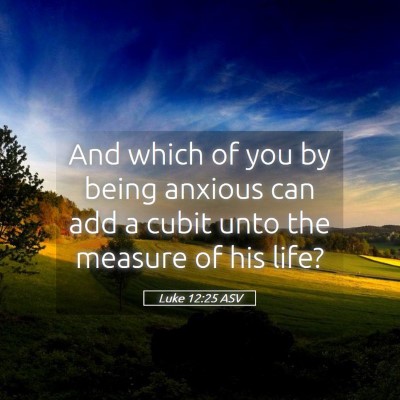 Picture 05 - Luke 12:25 ASV - And which of you by being anxious can add a cubit - Bible Verse Picture