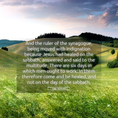 Picture 05 - Luke 13:14 ASV - And the ruler of the synagogue, being moved with - Bible Verse Picture
