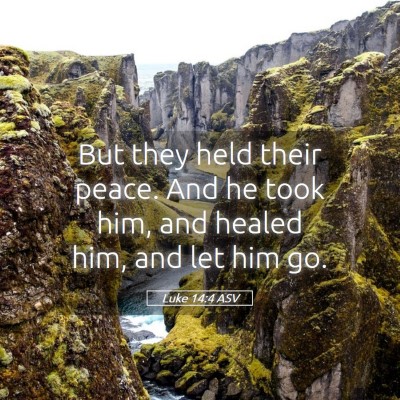 Picture 05 - Luke 14:4 ASV - But they held their peace. And he took him, and - Bible Verse Picture