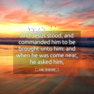 Picture 05 - Luke 18:40 ASV - And Jesus stood, and commanded him to be brought - Bible Verse Picture