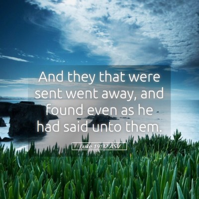 Picture 05 - Luke 19:32 ASV - And they that were sent went away, and found even - Bible Verse Picture