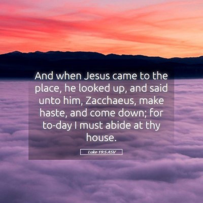 Picture 05 - Luke 19:5 ASV - And when Jesus came to the place, he looked up, - Bible Verse Picture