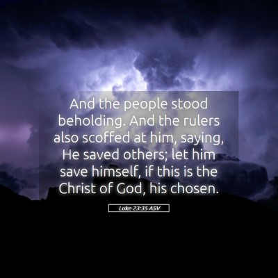 Picture 05 - Luke 23:35 ASV - And the people stood beholding. And the rulers - Bible Verse Picture