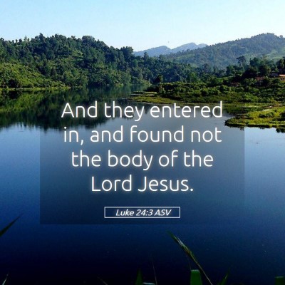 Picture 05 - Luke 24:3 ASV - And they entered in, and found not the body of - Bible Verse Picture