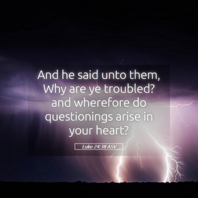 Picture 05 - Luke 24:38 ASV - And he said unto them, Why are ye troubled? and - Bible Verse Picture