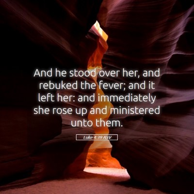 Picture 05 - Luke 4:39 ASV - And he stood over her, and rebuked the fever; and - Bible Verse Picture
