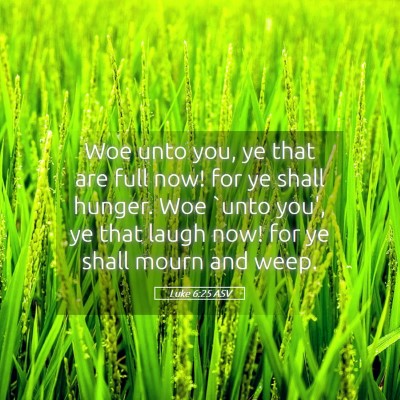 Picture 05 - Luke 6:25 ASV - Woe unto you, ye that are full now! for ye shall - Bible Verse Picture