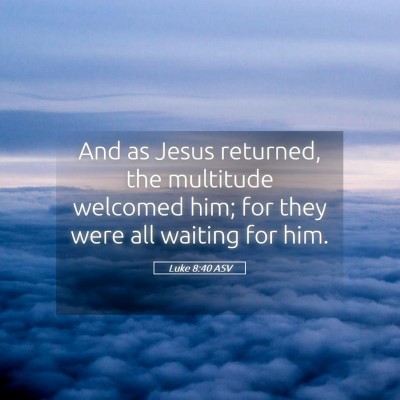 Picture 05 - Luke 8:40 ASV - And as Jesus returned, the multitude welcomed - Bible Verse Picture