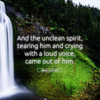 Picture 05 - Mark 1:26 ASV - And the unclean spirit, tearing him and crying - Bible Verse Picture