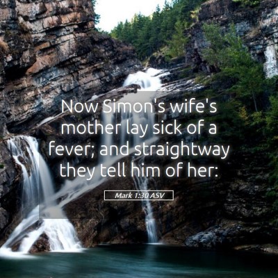 Picture 05 - Mark 1:30 ASV - Now Simon's wife's mother lay sick of a fever; - Bible Verse Picture