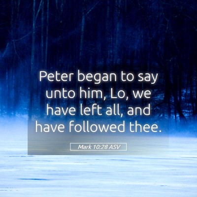 Picture 05 - Mark 10:28 ASV - Peter began to say unto him, Lo, we have left - Bible Verse Picture