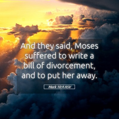 Picture 05 - Mark 10:4 ASV - And they said, Moses suffered to write a bill of - Bible Verse Picture