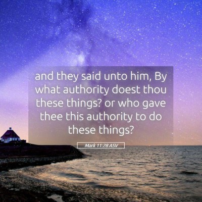 Picture 05 - Mark 11:28 ASV - and they said unto him, By what authority doest - Bible Verse Picture