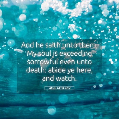 Picture 05 - Mark 14:34 ASV - And he saith unto them, My soul is exceeding - Bible Verse Picture