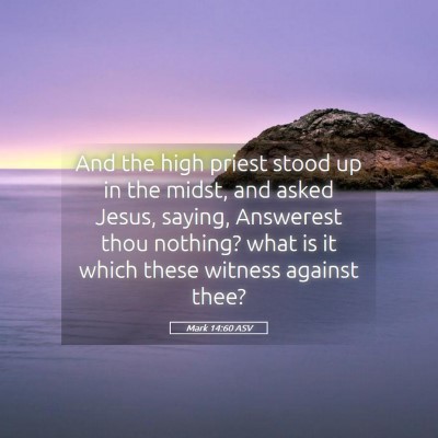 Picture 05 - Mark 14:60 ASV - And the high priest stood up in the midst, and - Bible Verse Picture