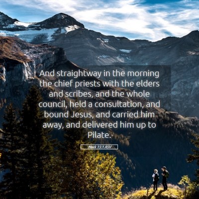Picture 05 - Mark 15:1 ASV - And straightway in the morning the chief priests - Bible Verse Picture