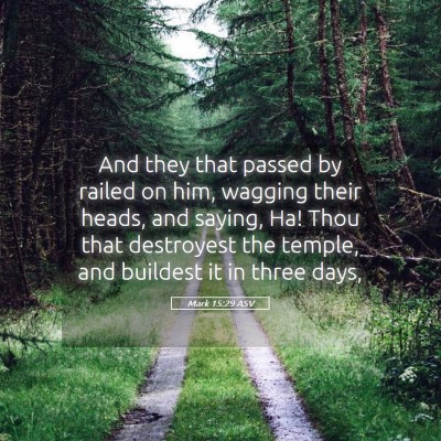 Picture 05 - Mark 15:29 ASV - And they that passed by railed on him, wagging - Bible Verse Picture