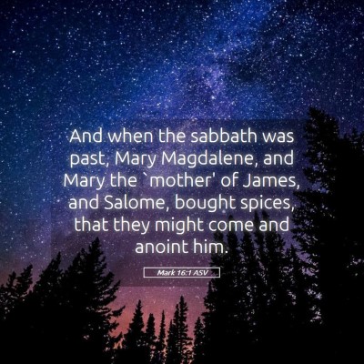 Picture 05 - Mark 16:1 ASV - And when the sabbath was past, Mary Magdalene, - Bible Verse Picture