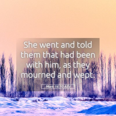 Picture 05 - Mark 16:10 ASV - She went and told them that had been with him, as - Bible Verse Picture